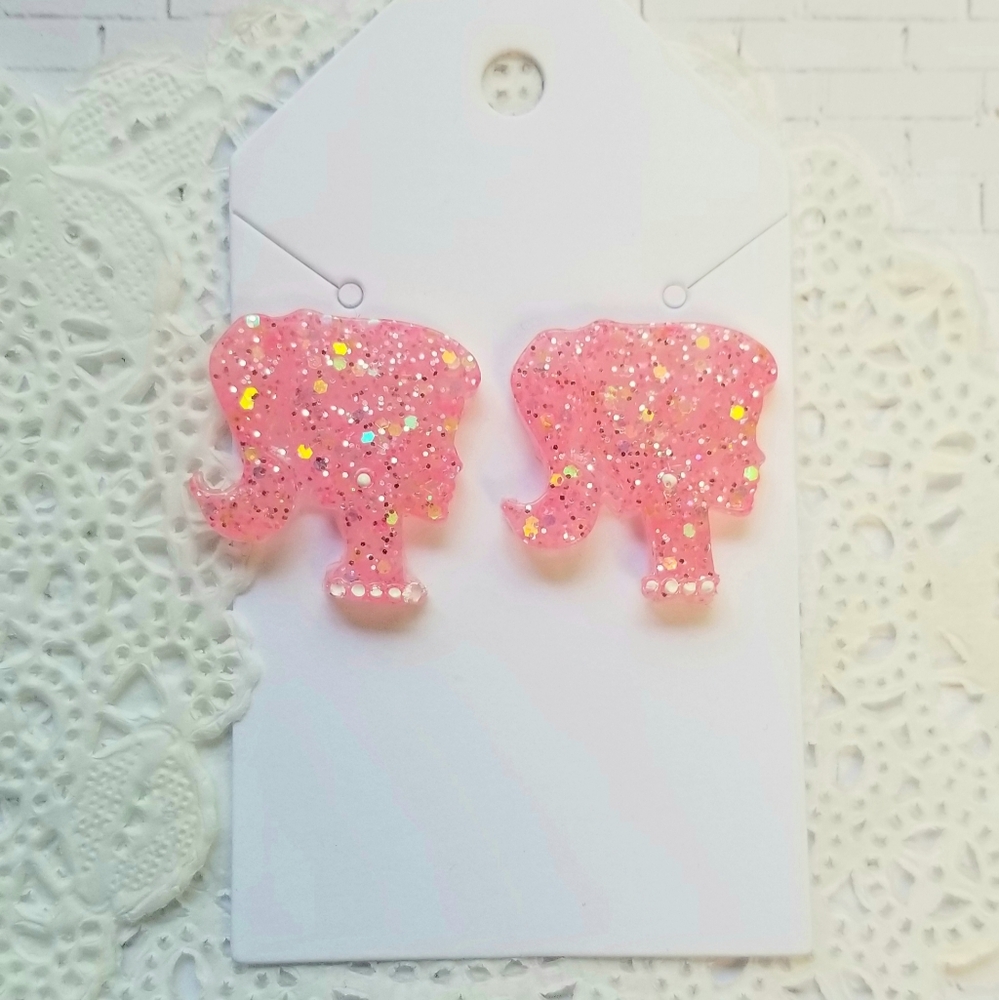 Earrings barbie stud glitter pink
